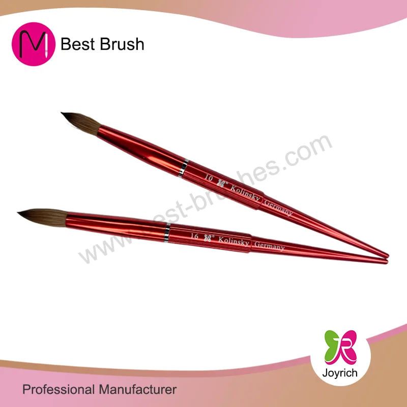100% акрылавая шчотка для пазногцяў Kolinsky New Red Aluminum Handle